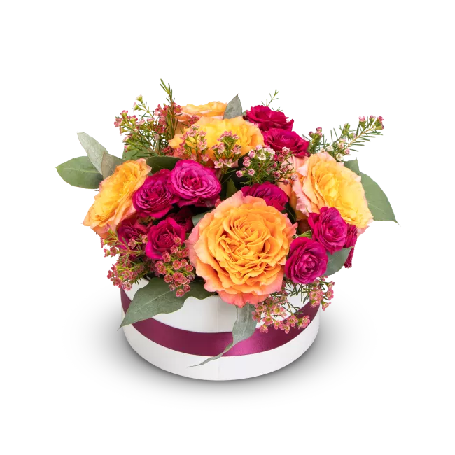 Box oranžových růží